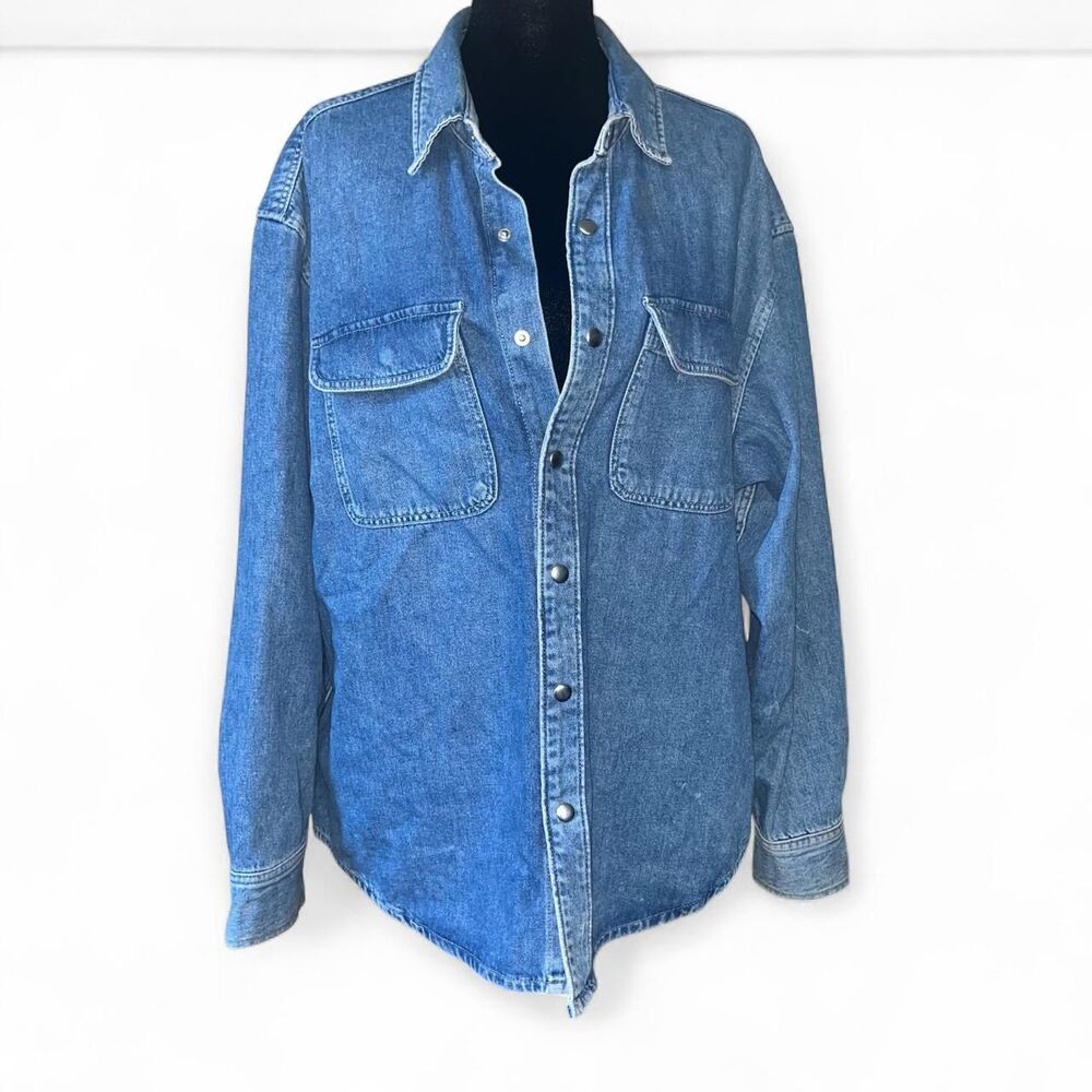 H&M Women's Light Blue Oversized Jean Denim Shacket SZ M